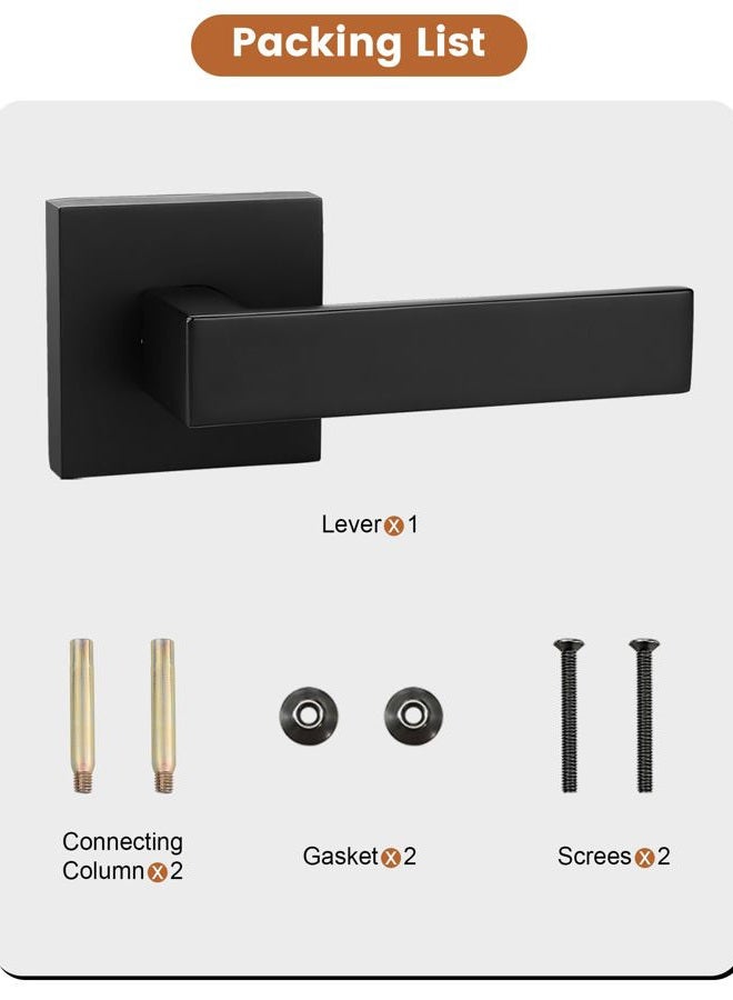 Probrico 10 Pack Square Interior Door Lever Door Knob Door Handle Lock Half Dummy Keyless Door knobs Door DL01-BK-DMBlack - Image 4