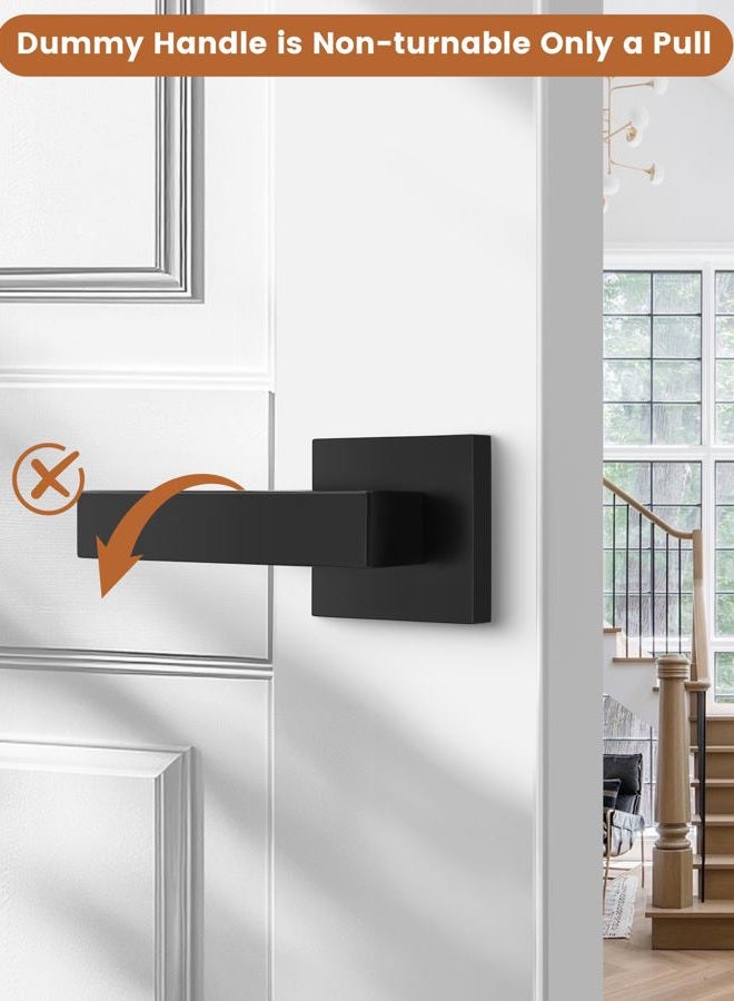 Probrico 10 Pack Square Interior Door Lever Door Knob Door Handle Lock Half Dummy Keyless Door knobs Door DL01-BK-DMBlack - Image 2