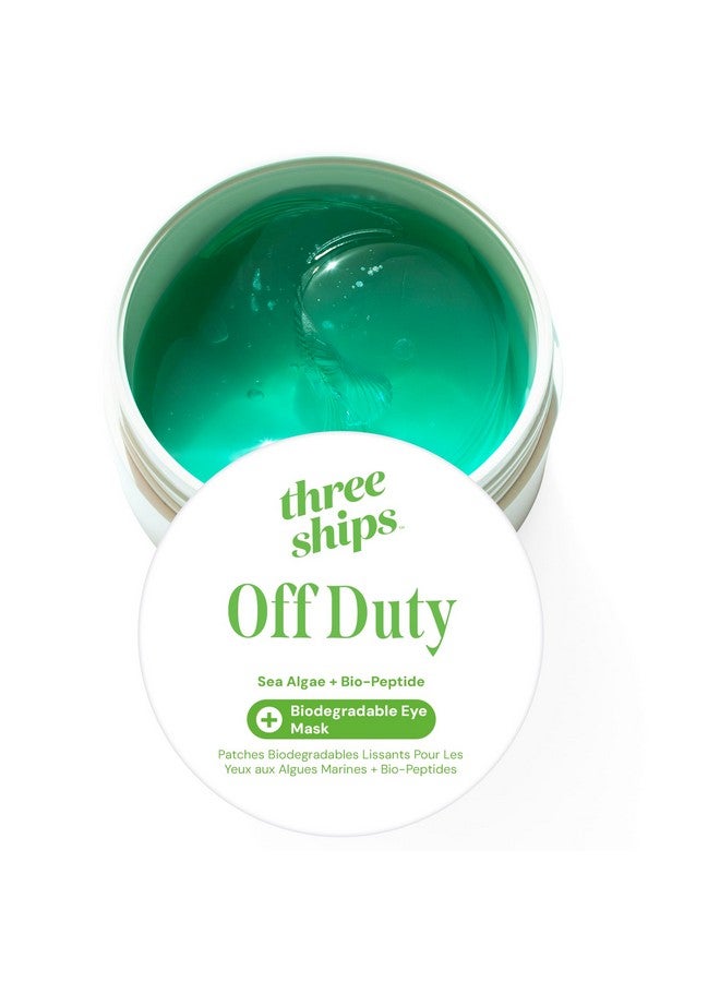 Three Ships Three Ships Off Duty Sea Algae + Bio-Peptide Smoothing Biodegradable Eye Masks - Under Eye Patches for Hydration and Fine Lines - Eye Bag Treatment, 30 Sets (60 Patches), 2.96 oz - Image 1