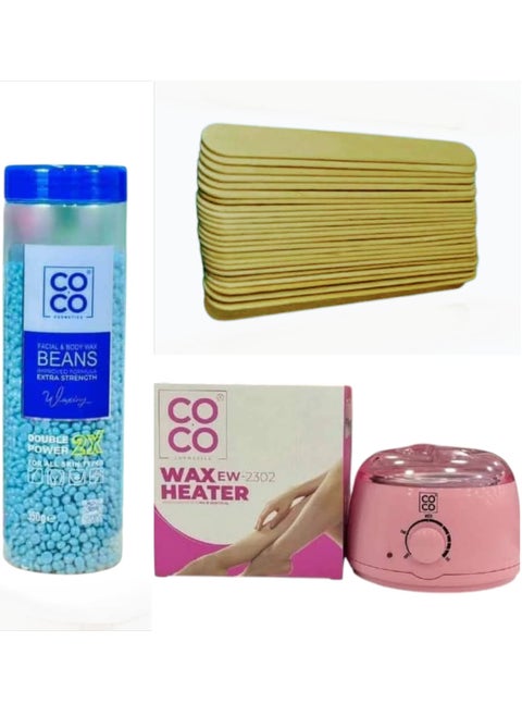 Coco Wax Heater with Wax Beads and Stick for Easy Application