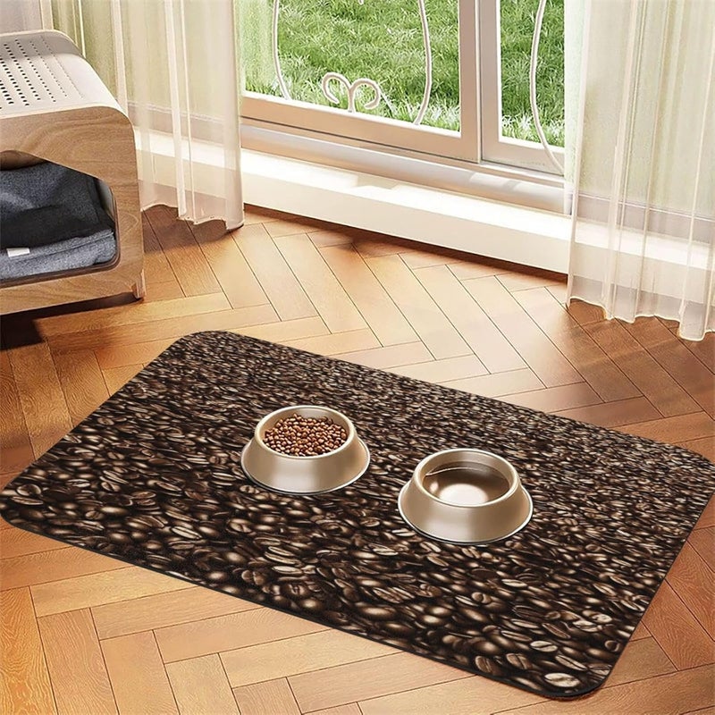 Dog Food Mat Dog Mat for Food and Water 18X12In Sea of Rich Glossy Coffee Beans No Stains Cat Pet Feeding Mats Water Bowl for Messy Drinkers - Image 1