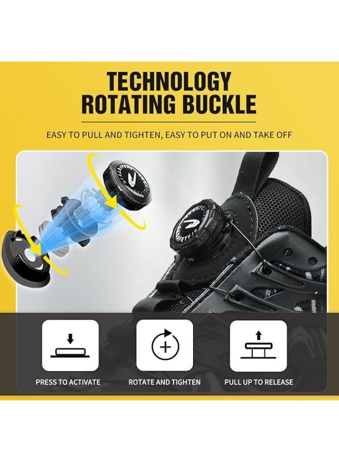 حذاء سلامة خفيف الوزن للرجال والنساء – حذاء عمل بمقدمة فولاذية مقاومة للثقب مع نظام ربط بقرص دوار، غير قابل للانزلاق وقابل للتنفس، للإنشاءات والمستودعات والاستخدام الخارجي - Image 3