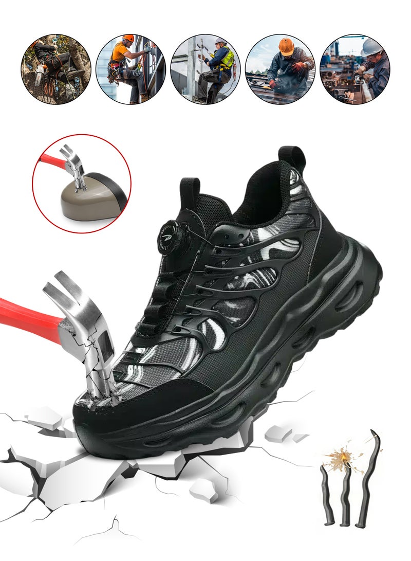 حذاء سلامة خفيف الوزن للرجال والنساء – حذاء عمل بمقدمة فولاذية مقاومة للثقب مع نظام ربط بقرص دوار، غير قابل للانزلاق وقابل للتنفس، للإنشاءات والمستودعات والاستخدام الخارجي - Image 1
