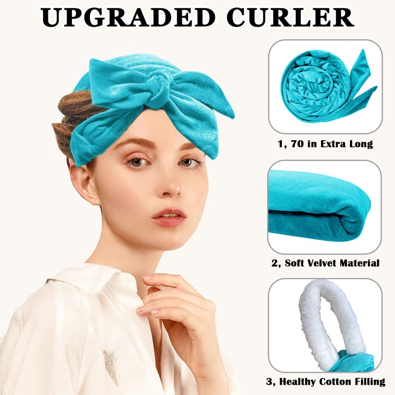 Gwabee Heatless Curls Overnight Hair Curler, 70" Soft Hair Curlers to Sleep In No Heat Curls Overnight, 9 PCS No Heat Curlers Set for Women - Blue - Image 3