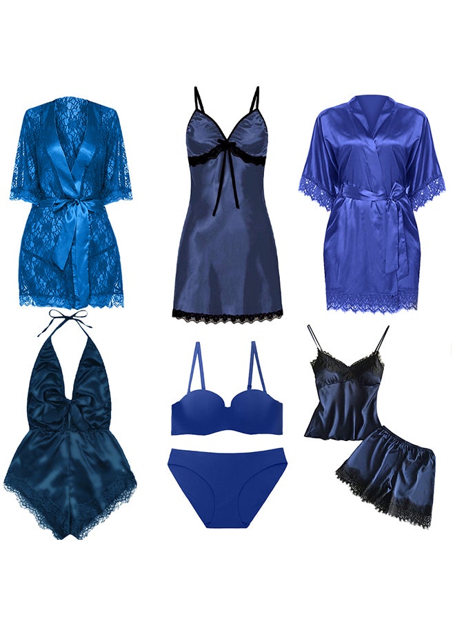 6 Packs Medium Size Nightwear Sleepwear Silk Short Robe Pajama Set and Lingerie Set Blue - pzsku/Z2FEB78BFD01073289A4EZ/45/_/1728471423/5c1a2bbb-0c56-48f6-a2ef-512a08782afb