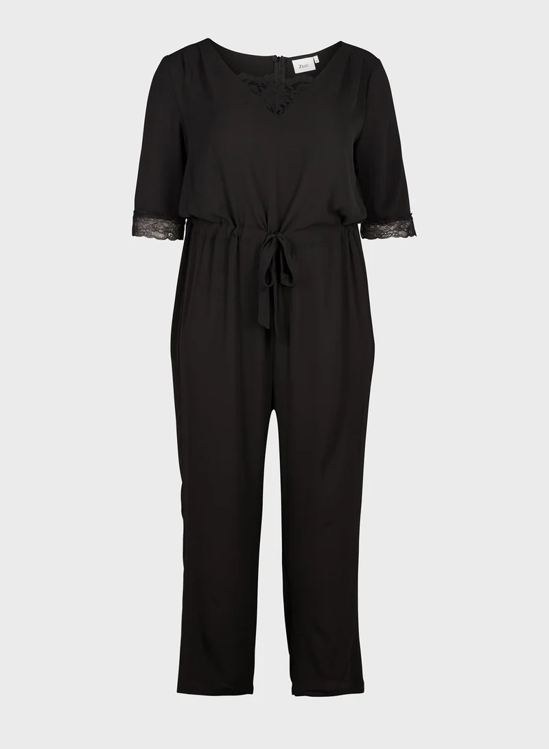Zizzi Tie Waist Jumpsuit