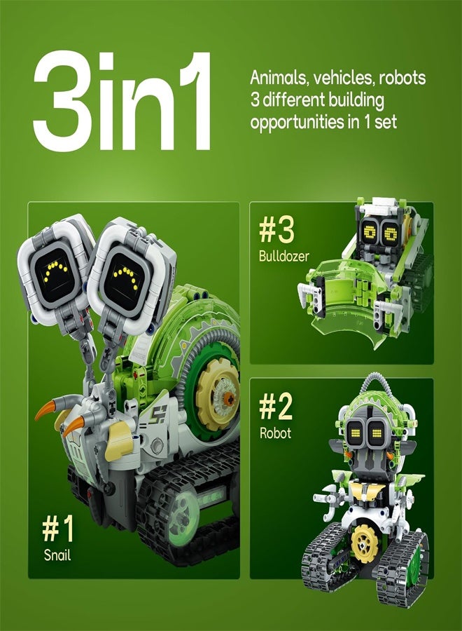 general 478 Pieces Robot Building Kit for Kids Remote App Controlled Robot Toys 3 in 1 Technic Set Robot Snail Bulldozer Educational Toy for Boys and Girls  - Image 2