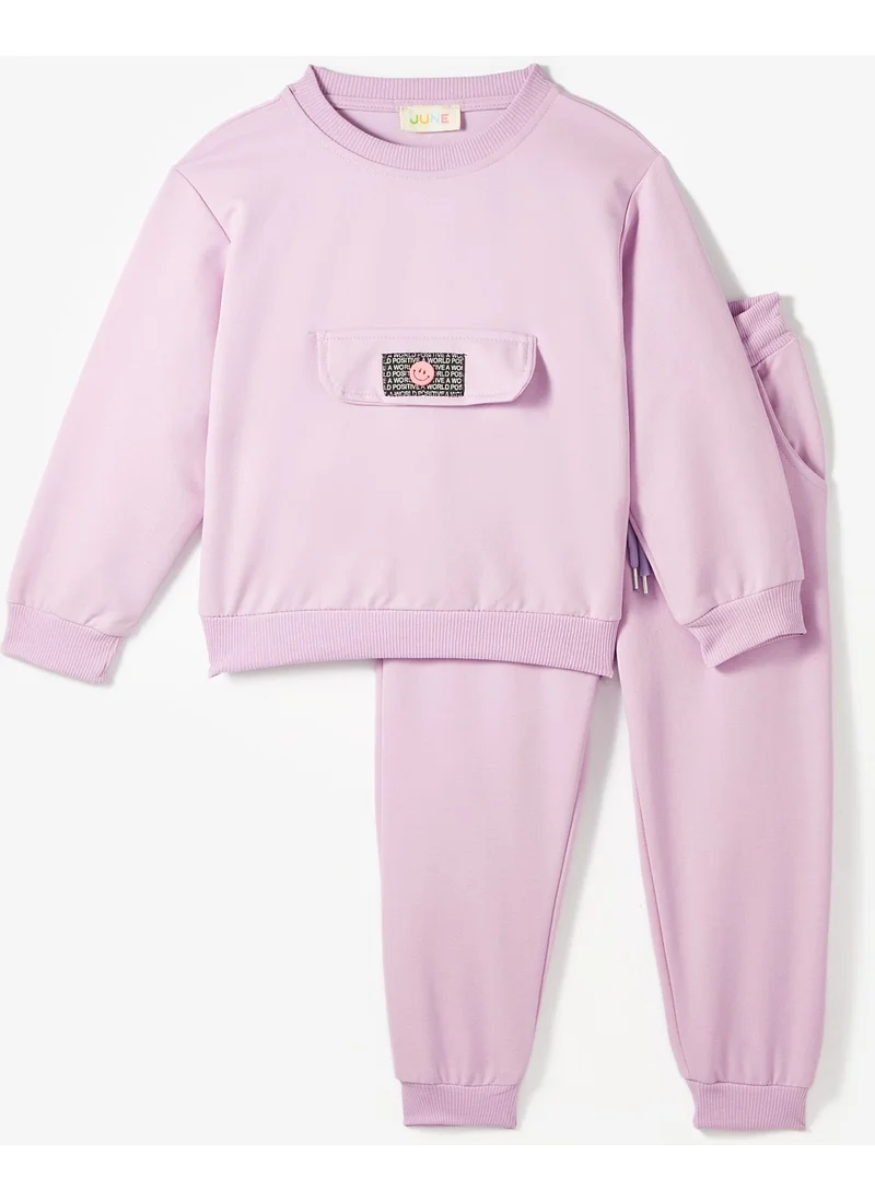 JUNE Kids Pocket Flap Detailed Sweatshirt and Sweatpants 2-Piece Set