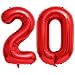 Lovoir Red 20 Number Balloons 40 Inch Giant Number 20 Balloons Foil Mylar Helium Red Number Balloons for 20th Birthday Party Supplies Anniversary Event Celebration Decorations - Image 2
