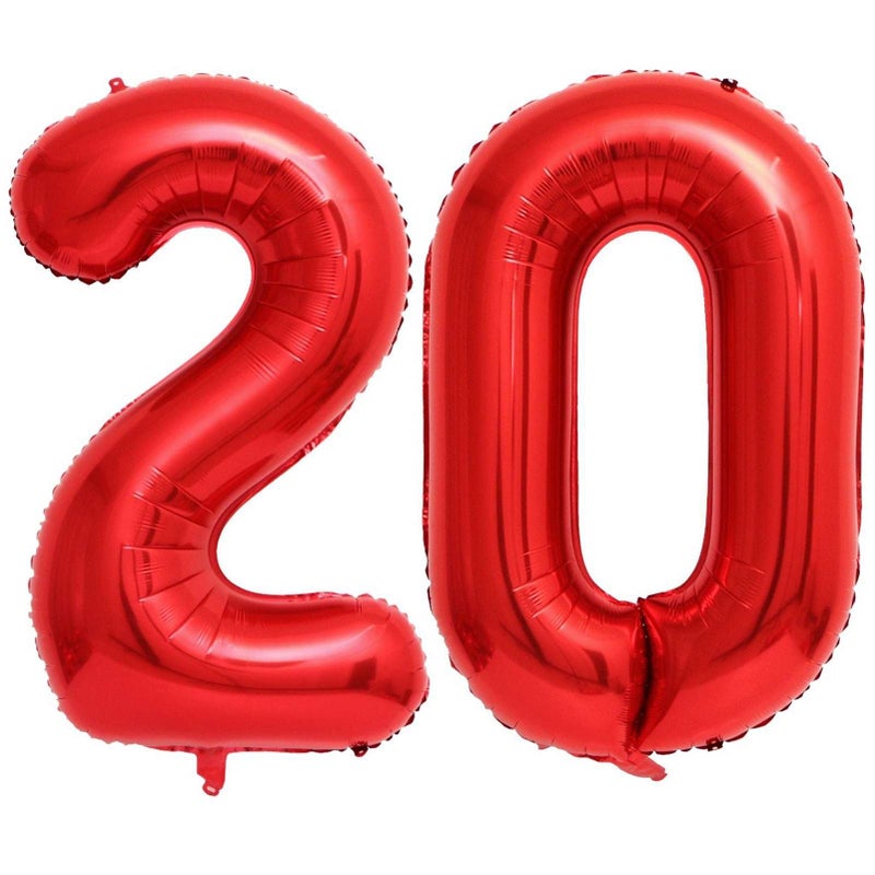 Lovoir Red 20 Number Balloons 40 Inch Giant Number 20 Balloons Foil Mylar Helium Red Number Balloons for 20th Birthday Party Supplies Anniversary Event Celebration Decorations - Image 3