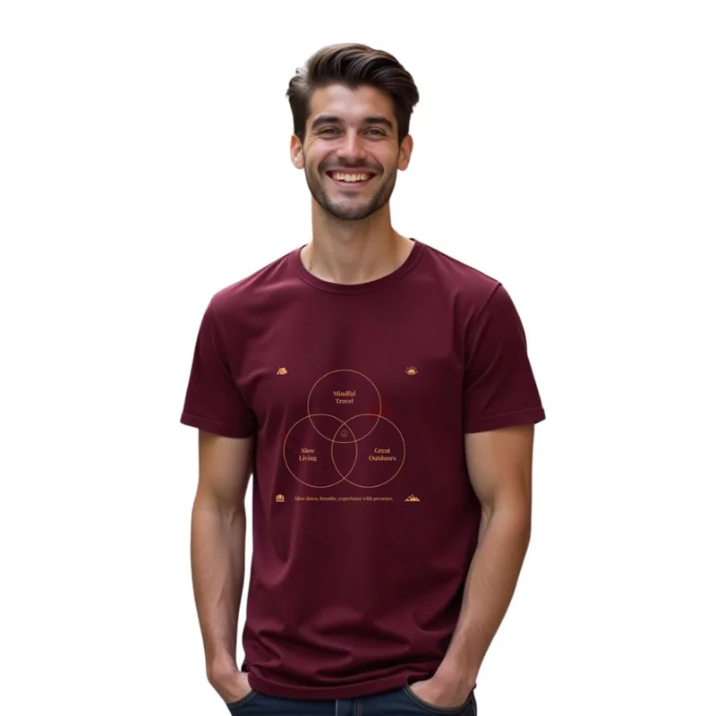 NOBERO Maroon Cotton Graphic T-Shirt for Men