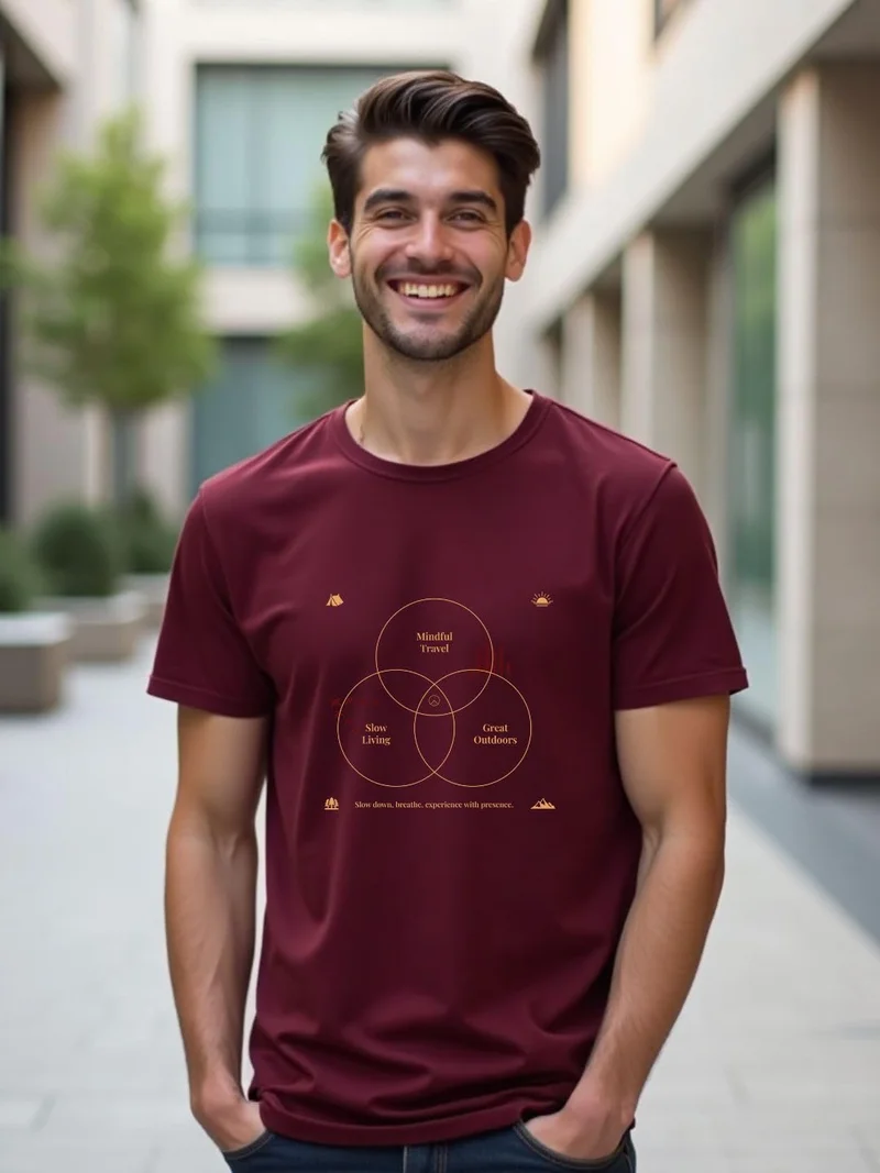 NOBERO  Maroon Cotton Graphic T-Shirt for Men for Men | Best Price UAE