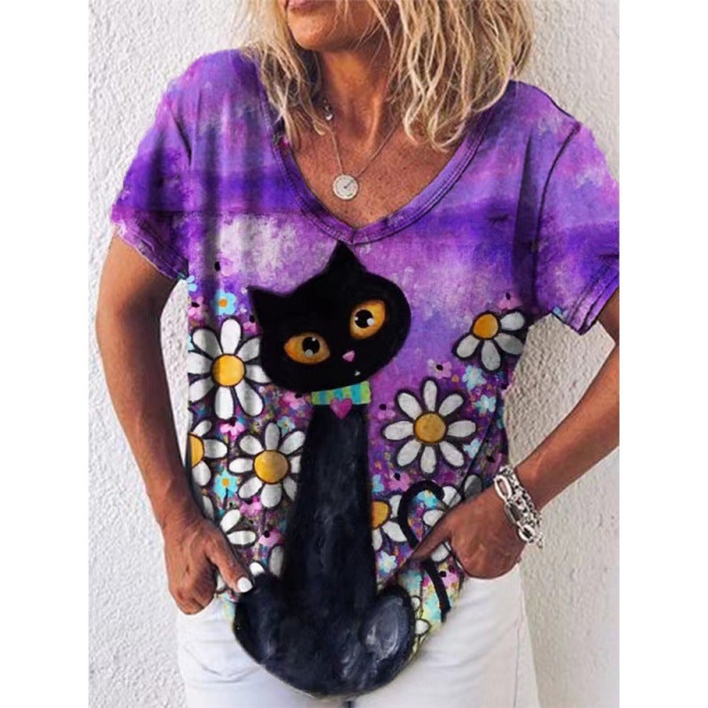 Women's positioning printed T-shirt top - Image 1