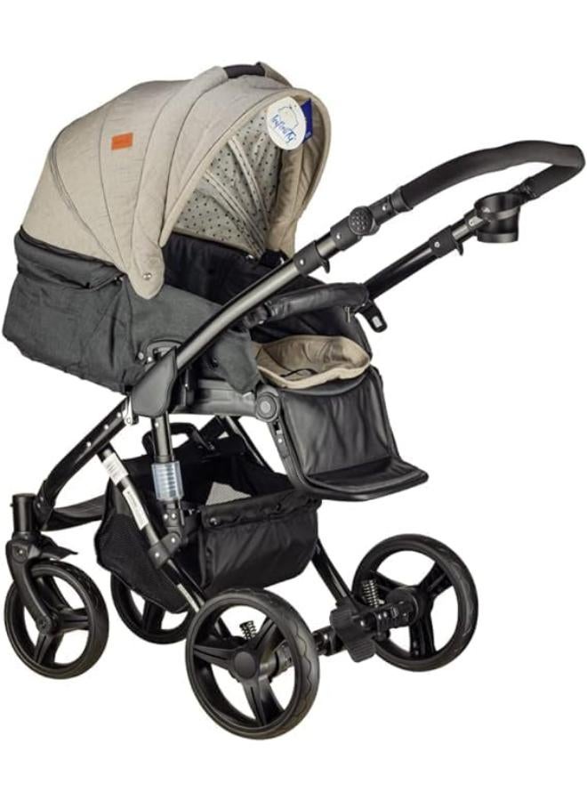 Infinity 3 Piece Stroller with Special Features for Parents and Toddlers - Beige in Black - Image 2