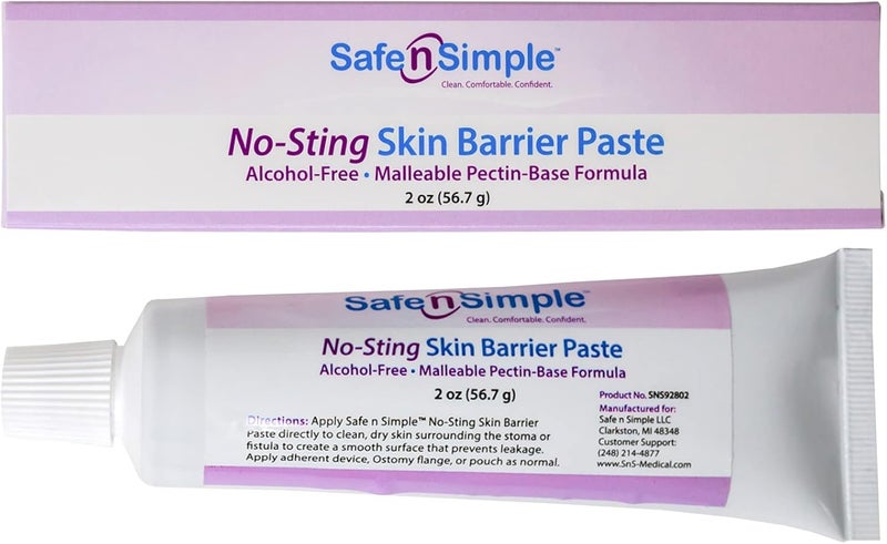 Safe n Simple Sting Free Stoma Paste - 2 oz - Protective Ostomy Skin Barrier Supplies - Sting And Alcohol Free Ostomy Skin Barrier Paste - Ostomy Skin Protectant Tube - Image 1