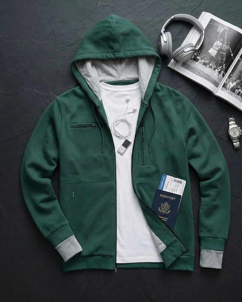 bewakoof Men's Forest Green Airport Hoodie