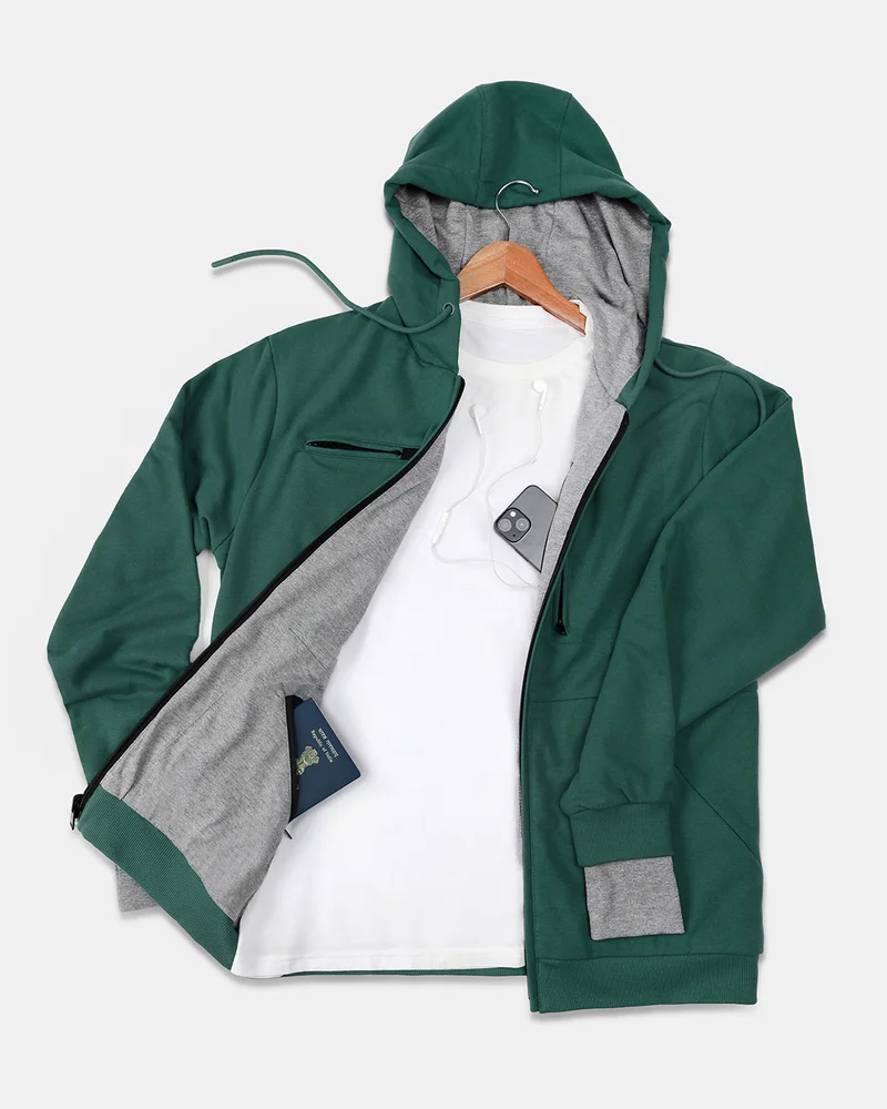 bewakoof Men's Forest Green Airport Hoodie