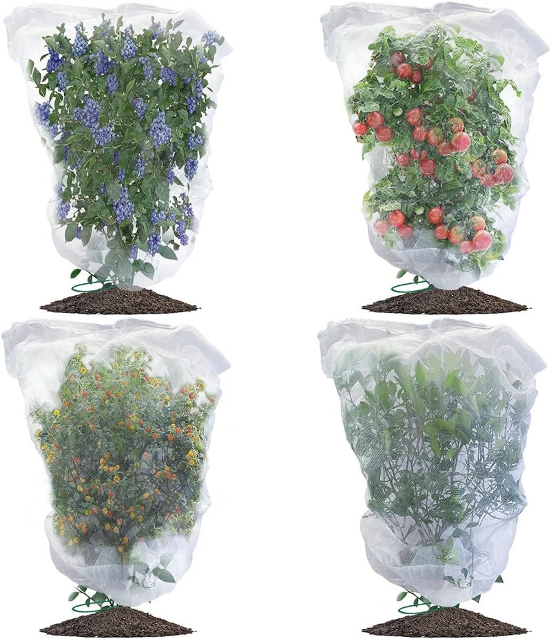 Evoio Bird Netting for Garden Blueberry Bushes Fruit Tree Netting Cover Plant Protection Mesh Bags with Drawstring, 4 Pack 4.6 x 5.9 ft Shrubs Bush Tomato Strawberry Berry Barrier Protectors Net - Image 1