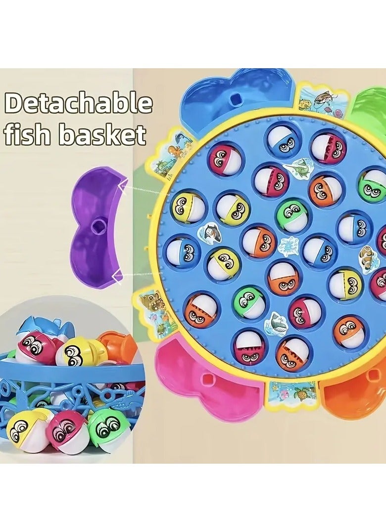 Electric Music Rotating Fishing Plate Set – LED Rotating Fishing Game for Kids – Interactive Motorized Fish Pond with 5 Non-Magnetic Fishing Poles, Ideal for 1-5 Players, Develops Hand-Eye Coordination & Fine Motor Skills, Perfect for Family Fun & Parties  - Image 4