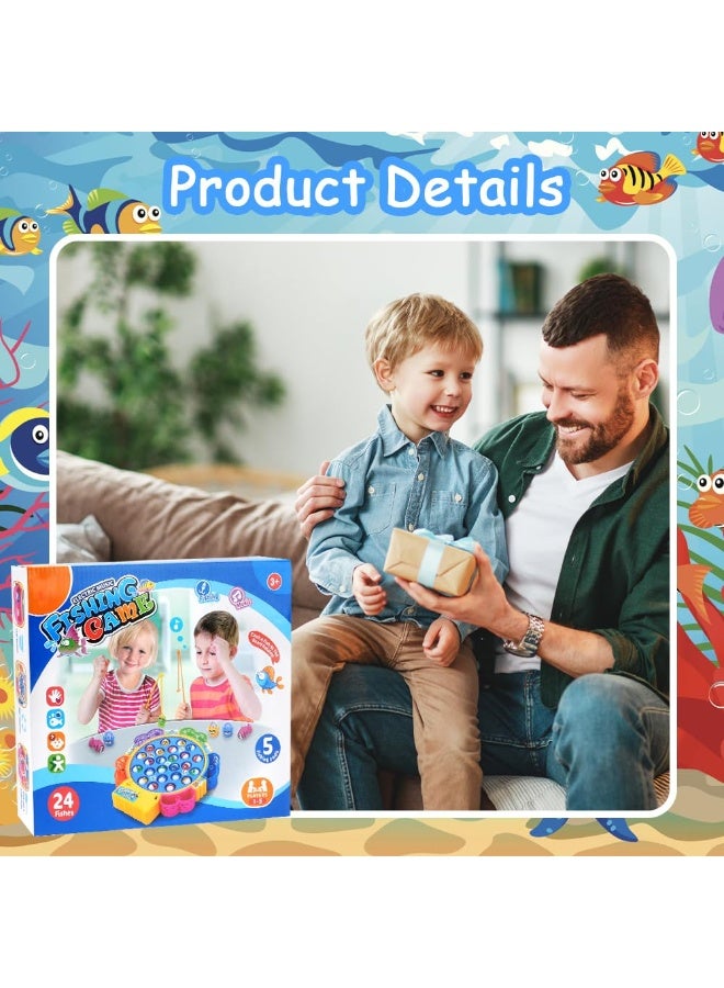 Electric Music Rotating Fishing Plate Set – LED Rotating Fishing Game for Kids – Interactive Motorized Fish Pond with 5 Non-Magnetic Fishing Poles, Ideal for 1-5 Players, Develops Hand-Eye Coordination & Fine Motor Skills, Perfect for Family Fun & Parties  - Image 5