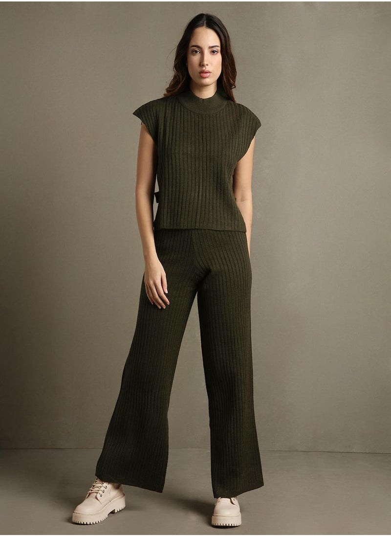 Dennis Lingo Women's Olive 100% Acrylic Embellished Regular Fit Sweater  - Image 5