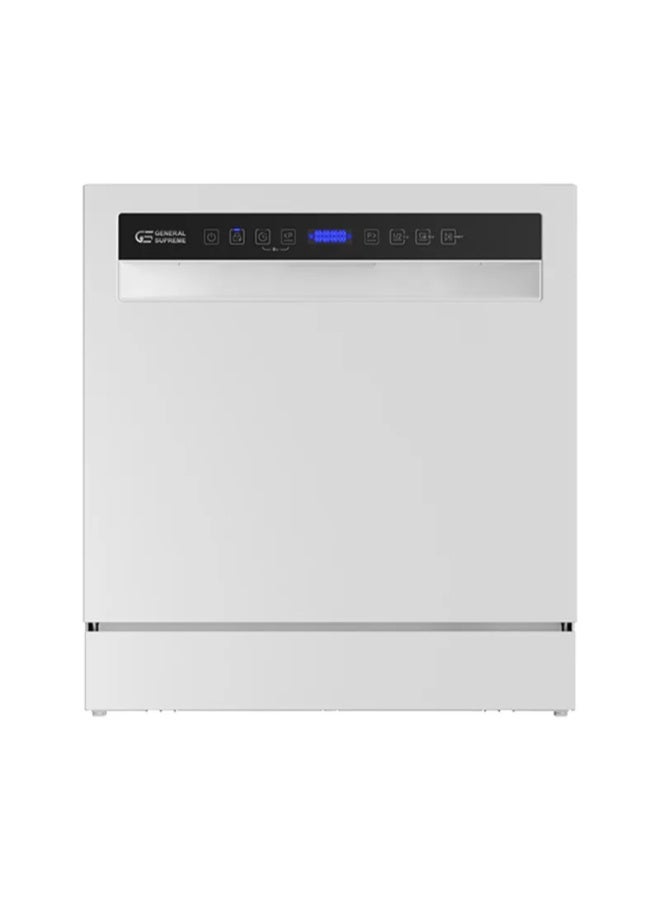 GENERAL SUPREME Tabletop Dishwasher, 8 Programs, 8 Place, 2 Racks, Extra Dry, Digital Display, White. GSDWT8208WH - Image 1