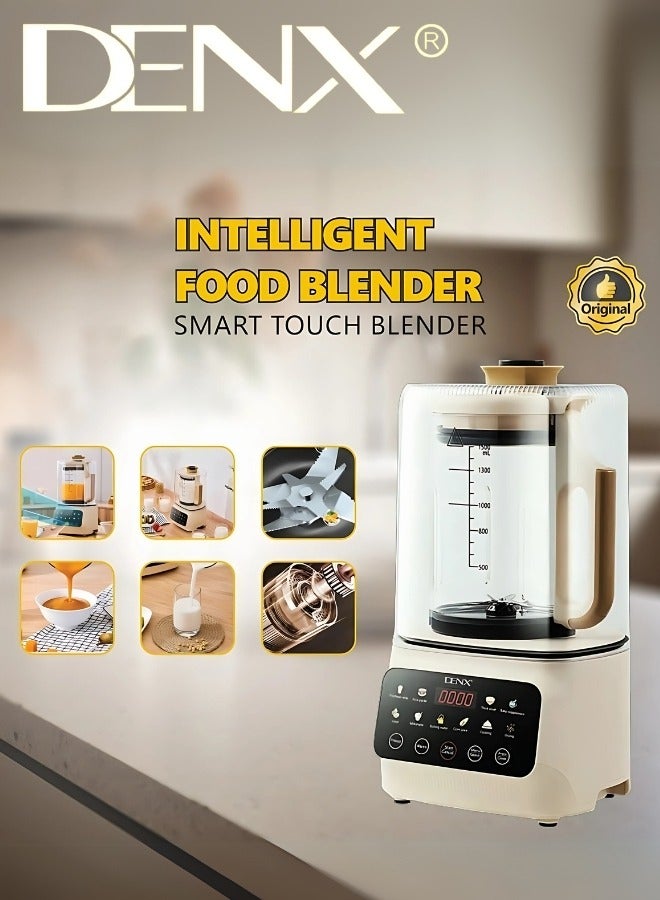 Denx Smart Food Blender, 600W Power, 1.5L Capacity, Touch-Operated, Quiet Blender for Smoothies, Soy Milk, Oatmeal Juice, and Hot Baby Food with Timer, Auto-Cleaning, and Noise Protection, Hot and Cold Kitchen Blender - Image 3