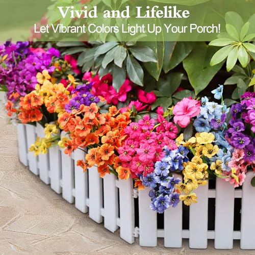 PARTY TONIGHT 24 Bundles Artificial Flowers for Outdoors,UV Resistant Artificial Outdoor Flowers No Fade Fake Flowers and 8 Pcs Butterflies for Garden Porch Home Wedding Farmhouse(8 Mix Color) - Image 4