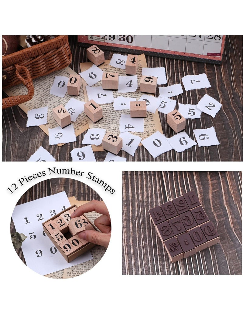 Wooden Rubber Stamps Kit, Number 0-9 Number Stamps Set, Kids Arts Crafts, Suitable  for Card Making - Image 2