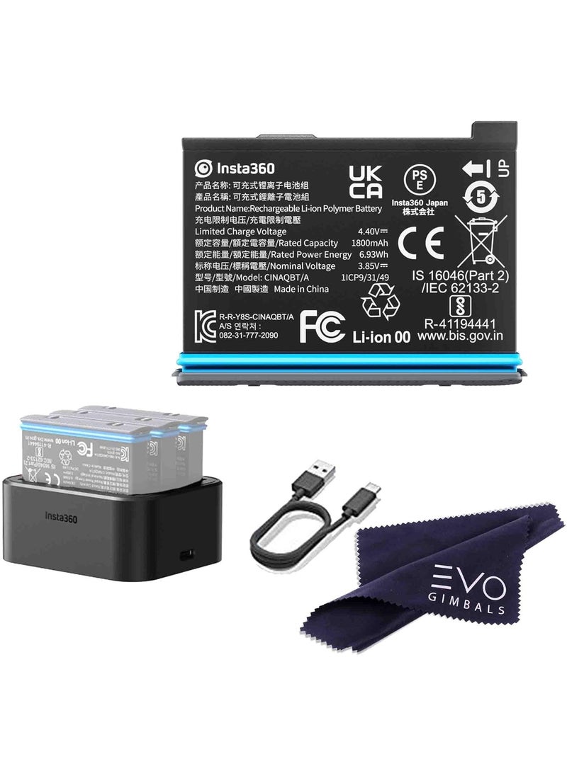 Insta360 Insta360 X3 Battery  Fast Charge Hub Bundle  Includes Fast Charge Hub  1 Battery 1800mAh for Insta360 X3 360 Camera 2 Items  - Image 1