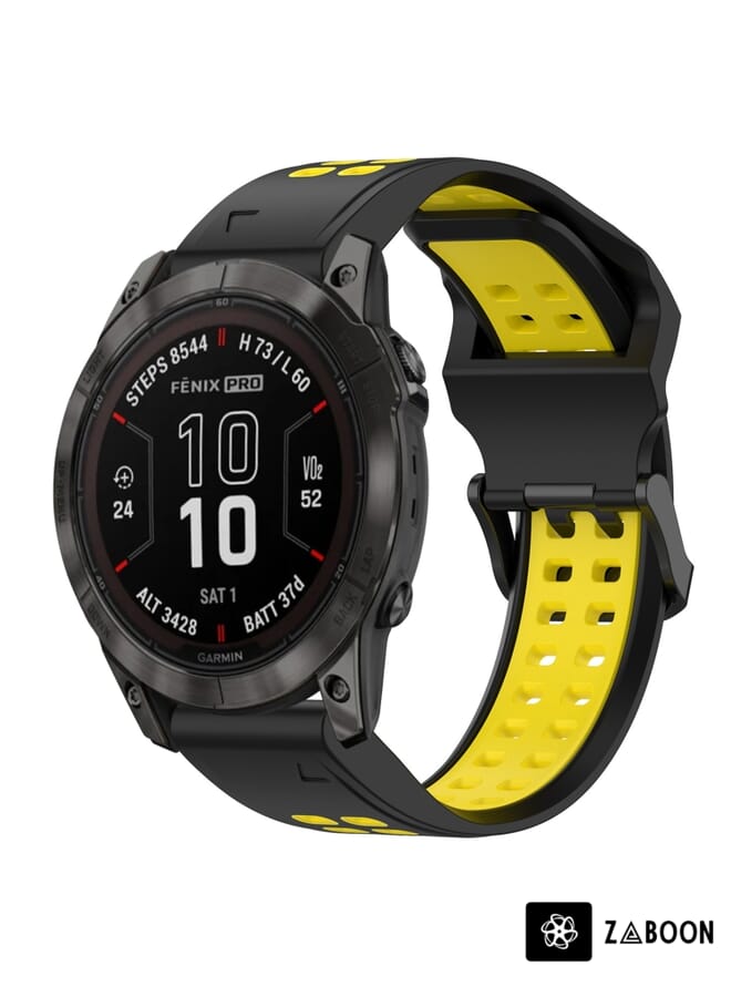 Zaboon Watch Band For Garmin Fenix 7X Pro 51mm 26mm Two-Color Reverse Buckle Silicone - Image 1