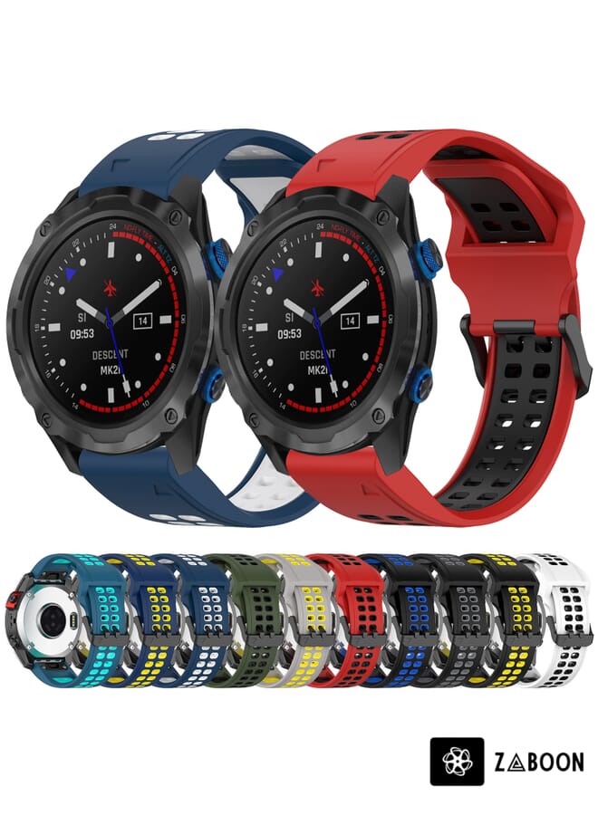 Zaboon Watch Band For Garmin Fenix 7X Pro 51mm 26mm Two-Color Reverse Buckle Silicone - Image 3