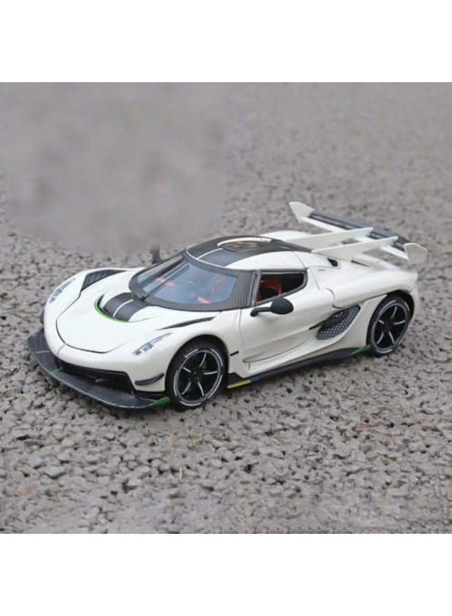 Toy Cars for Boys 1/24 Koenigsegg Jesko Metal Die Cast Toy Cars, Collectibles Koenigsegg Model Car, Pull Back Koenigsegg Toy Car with Light and Sound, Cars Gifts for Age 3+ Year Old Boys (White) - Image 4