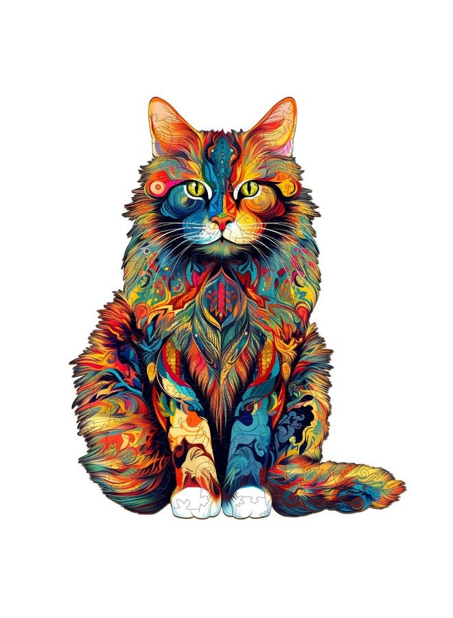 Woodbests Wooden Puzzle For Adults, Maine Cat Puzzle (S, 80Pcs, 8.3"X6.6") Beautiful Wooden Box, Wooden Jigsaw Puzzles Unique Shape, Birthday Gifts For Adults And Kids Family Game - Image 1