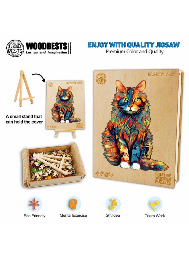 Woodbests Wooden Puzzle For Adults, Maine Cat Puzzle (S, 80Pcs, 8.3"X6.6") Beautiful Wooden Box, Wooden Jigsaw Puzzles Unique Shape, Birthday Gifts For Adults And Kids Family Game - Image 3