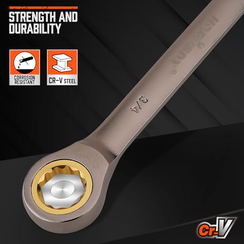 HORUSDY 12-Piece SAE Ratcheting Wrench Set | 1/4” to 7/8“ | Ratchet Combination Wrenches Set with Organizer | 72-Teeth | Chrome Vanadium Steel - Image 2