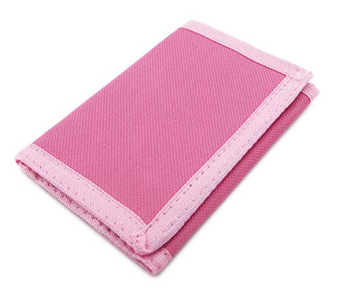 AI-DEE RFID Trifold Canvas Outdoor Sports Wallet for Kids - Front Pocket Wallet with Magic Sticker (Pink) - Image 1