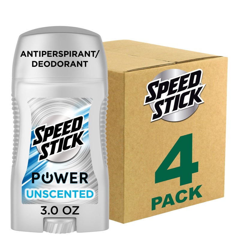 Speed Stick Men's Antiperspirant Deodorant, Unscented, 3 Ounce, 4 Pack - Image 1