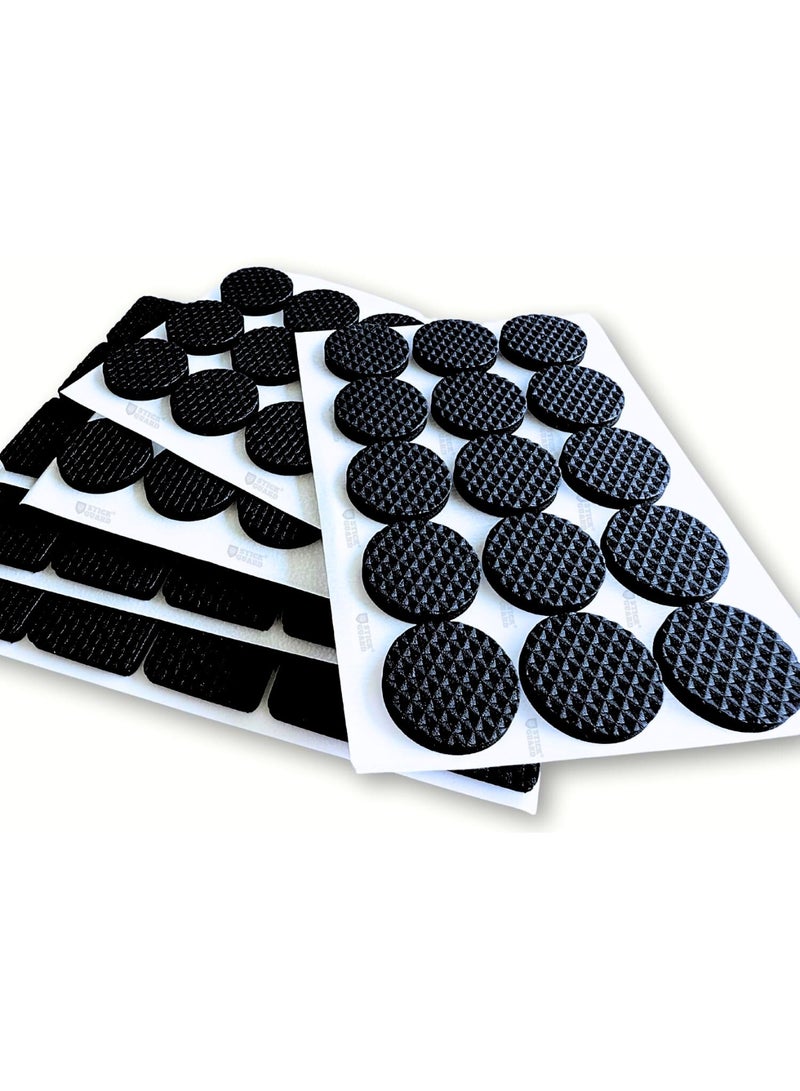 Non Slip Furniture Rubber Leg Pads for Hardwood Floors 90 Pcs - 45 Round, 45 Square Furniture Feet - Rubber Furniture Floor Protectors - Chair, Table, Couch, Bed Stoppers to Prevent Sliding - Image 1