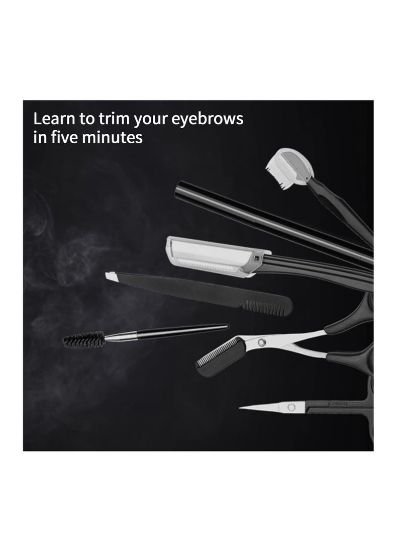 Excefore 8 Pcs Professional Eyebrow Shaping Grooming Kit, Eyebrow Scissors Eyebrow Pencil, Eyebrow Brush Trimmer Brush Beauty Tools Set With Leather Bag Eyebrow Grooming Kit For Women And Men, Pink  - Image 4