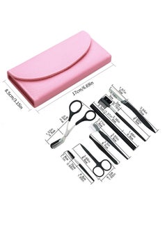 Excefore 8 Pcs Professional Eyebrow Shaping Grooming Kit, Eyebrow Scissors Eyebrow Pencil, Eyebrow Brush Trimmer Brush Beauty Tools Set With Leather Bag Eyebrow Grooming Kit For Women And Men, Pink  - Image 2