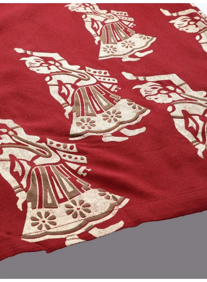 AKS AKS Geometric Printed Mandarin Collar Straight Kurta With Palazzos