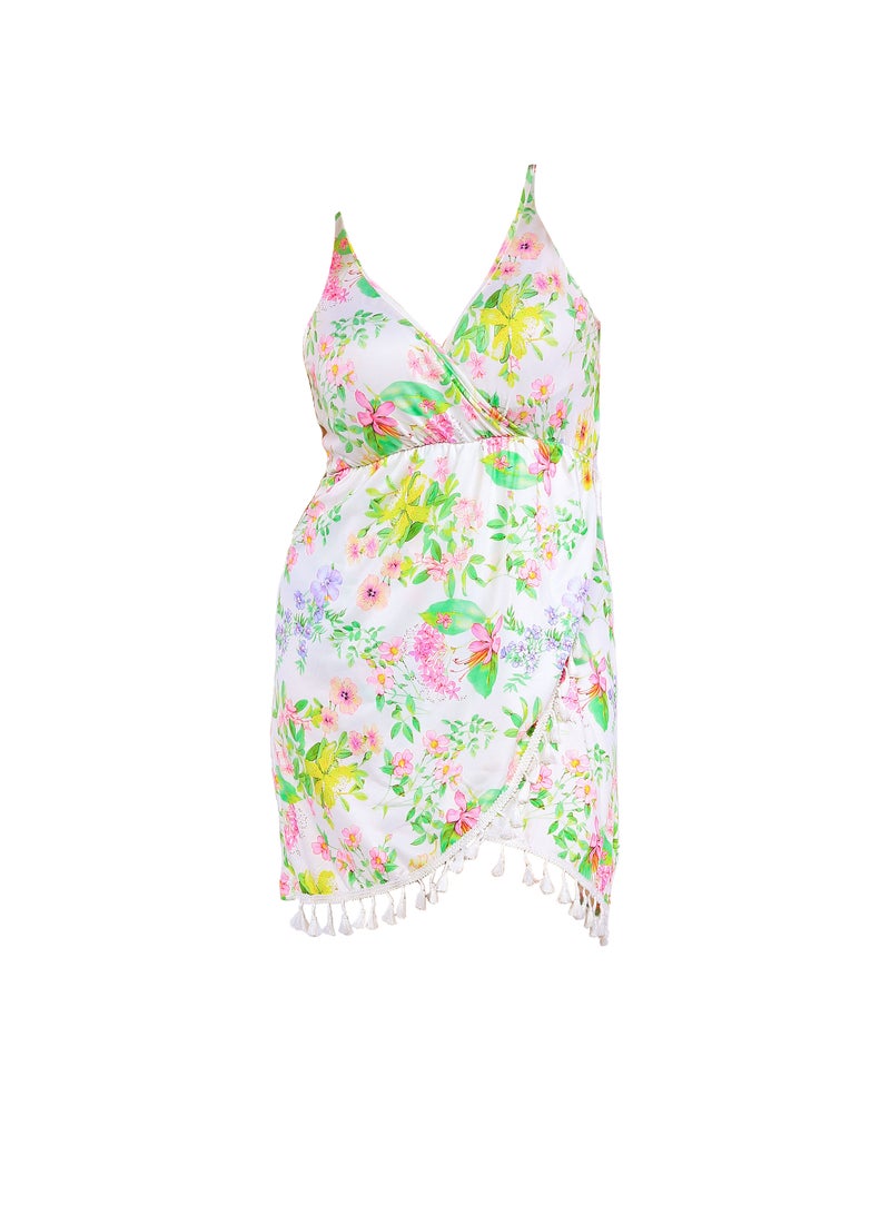 Dadoush Women's sleeveless nightgown with floral print for a more elegant look  - Image 2