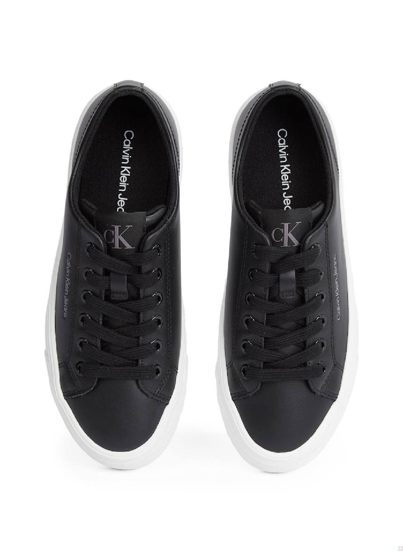 Calvin Klein Jeans Women's Leather Platform Sneakers - Leather, Black  - Image 4