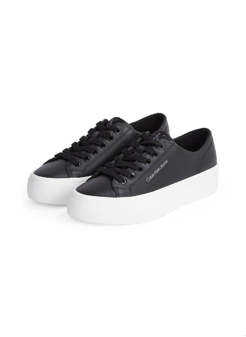 Calvin Klein Jeans Women's Leather Platform Sneakers - Leather, Black  - Image 2