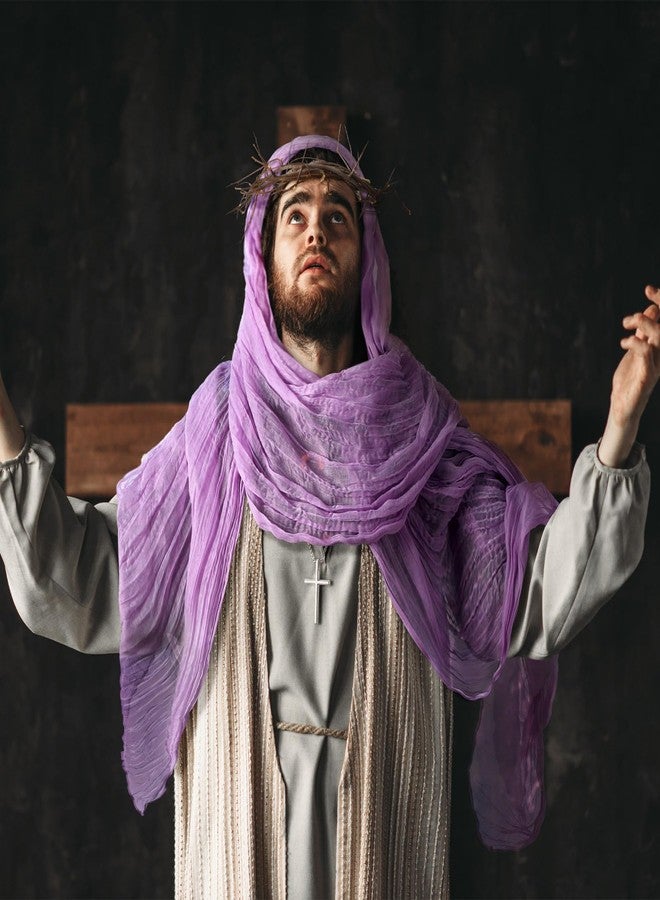 Burbell 9 Pcs Crown of Thorns Set 1 Christian Jesus 10'' Crown of Thorns 4 Crucifixion Nail 1 Purple Fabric 1 Cross Necklace 1 Cross Ornament 1 Gift Box 1 Purple Ribbon for Easter Jesus Christ Decor - Image 2