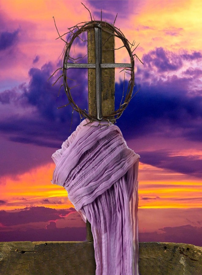 Burbell 9 Pcs Crown of Thorns Set 1 Christian Jesus 10'' Crown of Thorns 4 Crucifixion Nail 1 Purple Fabric 1 Cross Necklace 1 Cross Ornament 1 Gift Box 1 Purple Ribbon for Easter Jesus Christ Decor - Image 5