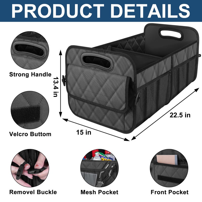 Deosk Car Trunk Organizer for SUV, Car Organizers and Storage with 6 Pocket, Car Accessories for Women/Men 70L Waterproof Polyester Trunk Organizer(Large, Charcoal) - Image 5