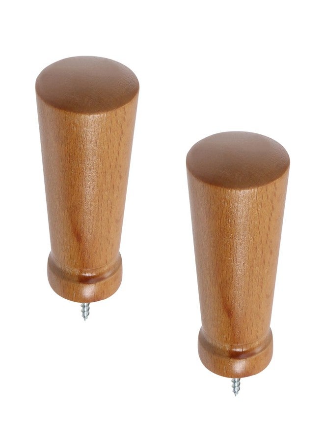 Oedema 2 Pcs Decorative Curtain Rod Finials Wood Curtain Rod Finial Screw on Curtain Rod End Caps with 1 inch Dia Curtain Rod, Dark Brown - Image 1