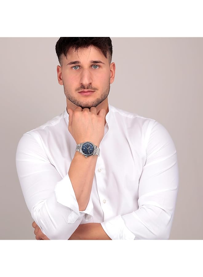 مازيراتي ساعة إيبوكا للرجال 42 مم بحركة كوارتز فضية - Image 4